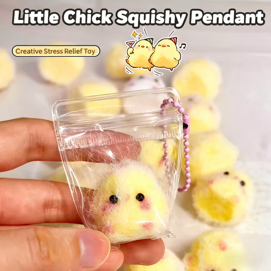 Fluffy Chick Squishy Stress Relief Toy (With Portable Pouch)
