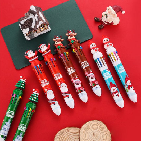 Christmas-Themed Multi-Color Pens (10-In-1)