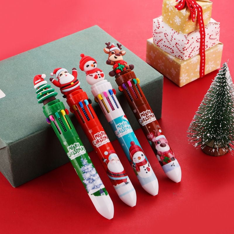Christmas-Themed Multi-Color Pens (10-In-1)
