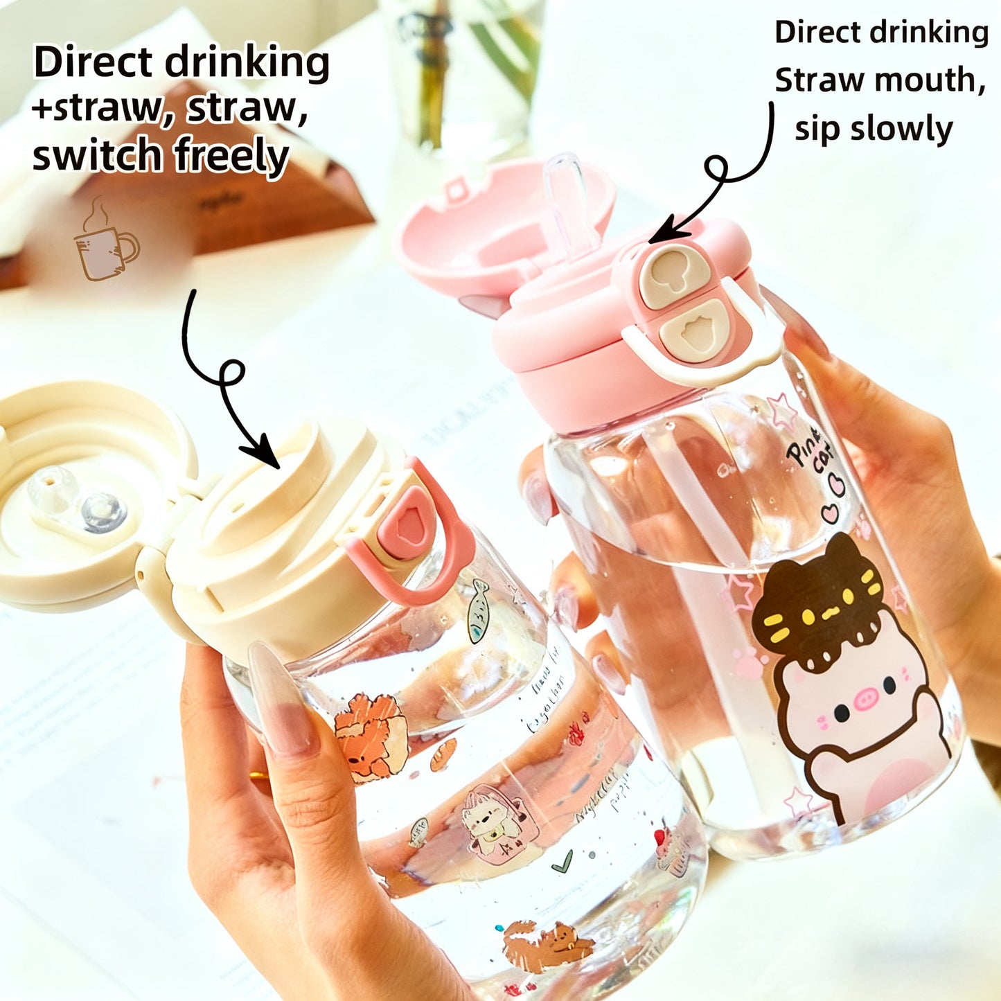 Adorable Cartoon Animal Dual-Use Water Bottle