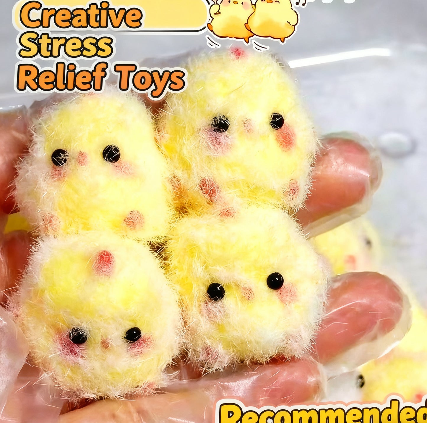 Fluffy Chick Squishy Stress Relief Toy (With Portable Pouch)