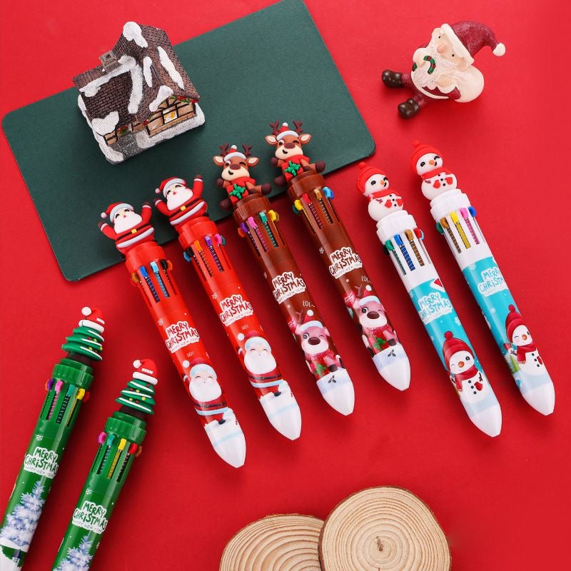 Christmas-Themed Multi-Color Pens (10-In-1)
