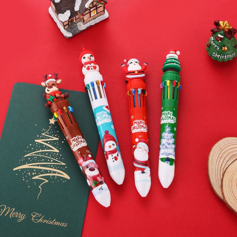 Christmas-Themed Multi-Color Pens (10-In-1)